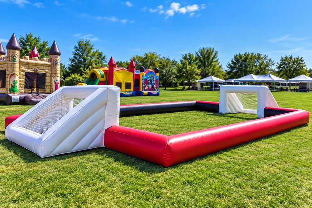 Inflatable soccer arena with two goals